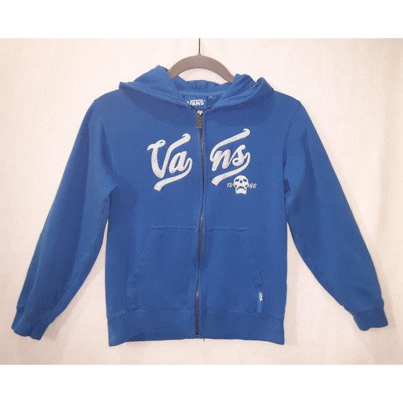Vans Other - VANS Skull Full Zip Hoodie Kids Size Small Blue White READ FULL DESCRIPTION